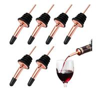 Confezione da 6 beccucci in acciaio inox con tappi antipolvere, versatori universali per liquori, olio d'oliva, aceto e sciroppo, accessori da bar color argento (oro rosa, con tappo piccolo)