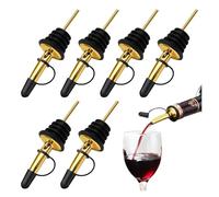 Confezione da 6 beccucci in acciaio inox con tappi antipolvere, versatori universali per liquori, olio d'oliva, aceto e sciroppo, accessori da bar color argento (oro, con tappo monopezzo)