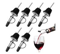 Confezione da 6 beccucci in acciaio inox con tappi antipolvere, versatori universali per liquori, olio d'oliva, aceto e sciroppo, accessori da bar color argento (argento, con tappo monopezzo)