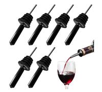 Confezione da 6 beccucci in acciaio inox con tappi antipolvere, versatori universali per liquori, olio d'oliva, aceto e sciroppo, accessori da bar color argento (nero, con tappo lungo)