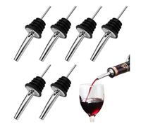 Confezione da 6 beccucci in acciaio inox con tappi antipolvere, versatori universali per liquori, olio d'oliva, aceto e sciroppo, accessori da bar color argento (argento, senza tappo)