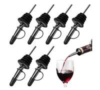 Confezione da 6 beccucci in acciaio inox con tappi antipolvere, versatori universali per liquori, olio d'oliva, aceto e sciroppo, accessori da bar color argento (nero, con tappo monopezzo)