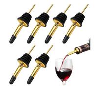 Confezione da 6 beccucci in acciaio inox con tappi antipolvere, versatori universali per liquori, olio d'oliva, aceto e sciroppo, accessori da bar color argento (oro, con tappo piccolo)