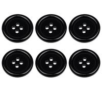 Confezione da 6 bottoni neri da cucire rotondi da 20 mm con 4 fori piatti 32L 32 Linea