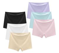 Confezione da 6 Boxer da Bambina Senza Cuciture Intimo Invisibile a Vita Media Biancheria Intima di Sicurezza Biancheria Intima di Seta Ghiacciata, 8-18 Anni