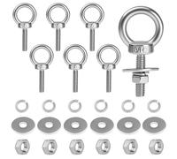 Confezione da 6 bulloni ad occhiello M6 in acciaio inox con dadi rondelle, lunghezza filettatura 25 mm, bulloni ad occhiello per appendere luci e manutenzione meccanica (1/4" x 2,5 cm)