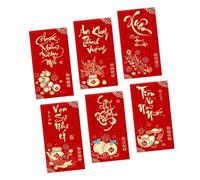 CONFEZIONE DA 6 Buste Rosse Per Anno 2026 Design Cultura Vietnamita Dorata Texture Glitter Opaca Per La Festa Di Capodanno Pacchetti Rossi