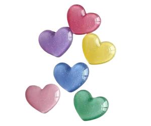 Confezione da 6 calamite da frigo a forma di piccolo cuore colorate glitterate con forte tenuta per casa e ufficio, decorazioni per foto e frigoriferi
