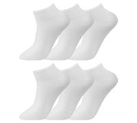 Confezione da 6 calzini unisex in cotone per ragazzi e ragazze, taglio basso, comodi per uso quotidiano, taglio basso, calzini alla caviglia per bambini, bianco, 11-15 años