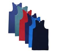Confezione da 6 canottiere da uomo in 100% cotone ricco e colori assortiti, taglie S, M, L, XL, XXL., 6 colori assortiti, XXL