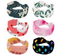 Confezione da 6 cerchietti elastici per capelli natalizi con piante di vischio, da donna, assorbono il sudore, per sport, yoga, allenamento, morbidi e larghi, con nodo attorcigliato