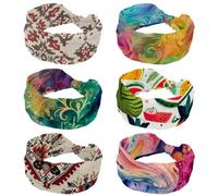 Confezione da 6 cerchietti larghi da donna, assorbono il sudore, per lo sport, con motivo astratto a vortice, elastici e morbidi, accessori per capelli da yoga, accessori per capelli alla moda
