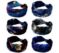 Confezione da 6 cerchietti per capelli da donna, con fiori e farfalle, elastici, larghi, morbidi, per yoga, corsa, sport, allenamento, viaggi