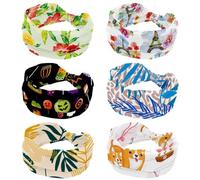 Confezione da 6 cerchietti per capelli da donna e ragazza, con Torre Eiffel, morbidi e larghi, elastici con nodi, alla moda, sportivi, per allenamento, yoga, palestra, corsa