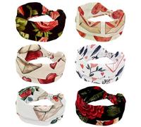 Confezione da 6 cerchietti sportivi da donna, con motivo a cuore, senza cuciture, elastici, morbidi, antiscivolo, accessori per capelli, con nodo attorcigliato