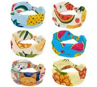 Confezione da 6 cerchietti sportivi elasticizzati da donna, con ananas, anguria, fragola, fascia morbida, antiscivolo, accessori per capelli, fascia per capelli annodata