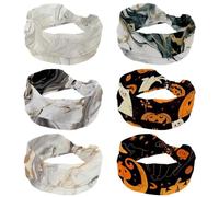 Confezione da 6 cerchietti sportivi elasticizzati da donna con texture marmorizzata morbida fascia per capelli antiscivolo accessori per capelli annodati intrecciati