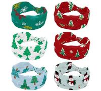 Confezione da 6 cerchietti sportivi elasticizzati da donna, morbidi, antiscivolo, accessori per capelli con albero di Natale, annodati