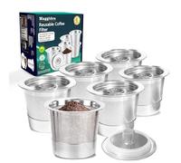 Confezione da 6 cialde da caffè riutilizzabili K Cup per K Cup in acciaio inox ricaricabili K Cup - Filtro caffè riutilizzabile per caffettiera K e u r i g 1.0, permanenti, ecologiche, senza BPA