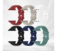 Confezione da 6 cinturini compatibili con Apple Watch da 38 mm, 40 mm, 41 mm, 42 mm, 44 mm, 45 mm, 46 mm, 49 mm, unisex, in morbido silicone, cinturino sportivo di ricambio per iWatch Apple Watch