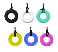 Confezione da 6 collane da masticare in silicone per adulti e bambini piccoli, a forma di ciambella, assistente motorio orale sensoriale per autismo, ADHD, ciondoli morbidi per dentizione