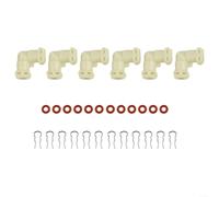 Confezione da 6 connettori a L per linea dell'acqua per macchina da caffè, adattatori in plastica a 90 gradi con 12 anelli in silicone per modelli Dr.Coffee e Kalerm, kit di pezzi di ricambio a prova