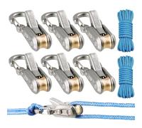 Confezione da 6 corde con moschettone in ottone, per legare in modo semplice e sicuro, strumento di tensionamento della corda e tenditore, strumento di tensionamento con fibbia di sicurezza per