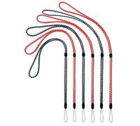 Confezione da 6 cordini da collo regolabili, in 3 colori, per chiavi, in nylon colorato, per porta badge, portachiavi, cordino da polso (nero, blu, rosso)