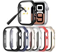 Confezione da 6 custodie rigide in PC XiHAMA compatibili con Apple Watch Series 10 + pellicola protettiva in vetro temperato