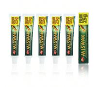 Confezione da 6 dentifrici Dabur Miswak da 75 g - L'arte dell'igiene orale naturale Scopri il dentifricio Dabur Miswak, una soluzione innovativa per un'igiene orale di prim'ordine. Formulato a partire