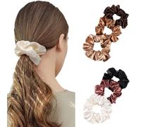 Confezione da 6 elastici in raso da donna, elastici per capelli senza nave, morbidi ed elastici per capelli spessi e sottili, non danneggiano i capelli, essenziali per lo styling dei capelli