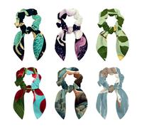 Confezione da 6 elastici per capelli da donna, adorabili elastici con fiocco per capelli spessi, elastici per orecchie da coniglio, accessori per capelli per ragazze, motivo unicorno galassia
