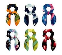Confezione da 6 elastici per capelli da donna, adorabili elastici con fiocco per capelli spessi, elastici per orecchie da coniglio, accessori per capelli per ragazze, motivo orso galassia