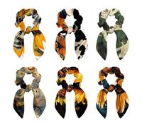 Confezione da 6 elastici per capelli da donna, adorabili elastici per capelli spessi, elastici per orecchie da coniglio, accessori per capelli per ragazze, farfalle e fiori