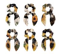 Confezione da 6 elastici per capelli da donna, adorabili elastici per capelli spessi, elastici per orecchie da coniglio, accessori per capelli per ragazze, gatti e girasoli