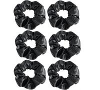 Confezione da 6 elastici per capelli metallizzati scintillanti per ragazze, dai toni ricchi, per chignon, coda di cavallo, chignon, per esibizioni, danza, allegria, compleanno, feste a tema (nero)