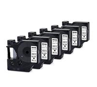 Confezione da 6 etichette 45013, 12 mm, compatibile con Dymo D1 45013, 12 mm x 7 m, colore nero su bianco, per Dymo LabelManager 160, 200, 210D, 280, 360D, 420P, 450D