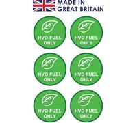 Confezione da 6 etichette autoadesive in vinile HVO per carburante, diametro 70 mm