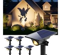 Confezione da 6 faretti a energia solare a LED impermeabili per esterni, dal tramonto all'alba, per esterni, cortile, albero, bandiera, cortile, statue, 3 modalità, 18 ore, luce bianca calda