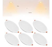 Confezione da 6 Faretti da Incasso A LED con Scatola di Giunzione, Lampada da Soffitto Ultra Sottile A Filo, Pannello Piatto, for Ufficio, Bagno, Corridoio, AC85-265V(Warm White,18w)