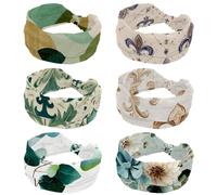 Confezione da 6 fasce elastiche larghe per capelli, morbide, per yoga, motivo etnico retrò iride, sfondo beige, traspiranti, per corsa, sport, allenamento, viaggi