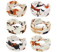 Confezione da 6 fasce elastiche per capelli da donna, accessori per capelli, vintage, cactus selvatici, cowgirl, cavalli, rodeo, ampie, morbide, per yoga, allenamento, sport, corsa, viaggi