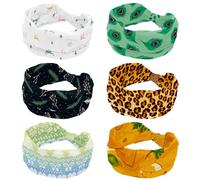 Confezione da 6 fasce larghe con coda di pavone verde, da donna, elastiche, antiscivolo, per allenamento, yoga, sport, corsa