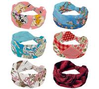 Confezione da 6 fasce larghe con motivo floreale da donna, antiscivolo, sportive, elastiche, per yoga, allenamento, tutti i giorni