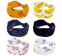 Confezione da 6 fasce larghe da donna estive con frutta tropicale mango giallo dolce antiscivolo turbante fascia elastica per capelli yoga fascia per capelli sudore sport allenamento copricapo