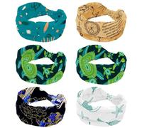 Confezione da 6 fasce larghe per capelli da donna, con mappa del mondo, con bussola, elastiche, antiscivolo, per allenamento, yoga, sport, corsa