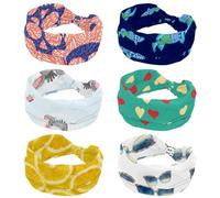 Confezione da 6 fasce larghe per capelli da donna, elastiche, blu, divertenti, con motivo di pesci walleye, antiscivolo, fasce per capelli per allenamento del sudore, accessori per capelli alla moda