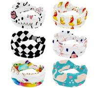 Confezione da 6 fasce larghe per capelli da donna, per danza Bollywood, antiscivolo, sportive, elastiche, per yoga, allenamento, tutti i giorni