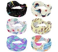 Confezione da 6 fasce larghe per capelli da donna, stile vecchia scuola, rondini, elastiche, antiscivolo, turbante, per allenamento, yoga, sport, corsa
