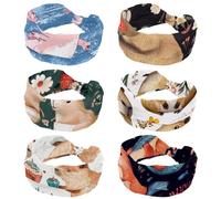 Confezione da 6 fasce per capelli Capybara con fragola floreale, fascia morbida e larga, fasce per capelli antiscivolo, fascia elastica per capelli, turbante con nodo intrecciato